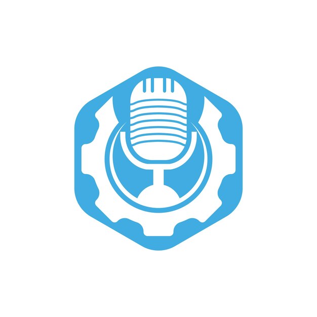 Plantilla de diseño de logotipo vectorial de podcast de Gear
