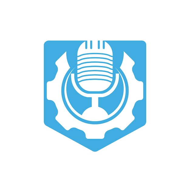 Plantilla de diseño de logotipo vectorial de podcast de Gear