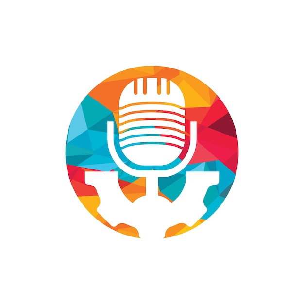 Plantilla de diseño de logotipo vectorial de podcast de Gear