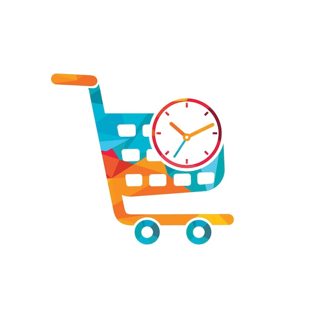 Plantilla de diseño de logotipo vectorial de tiempo de compras
