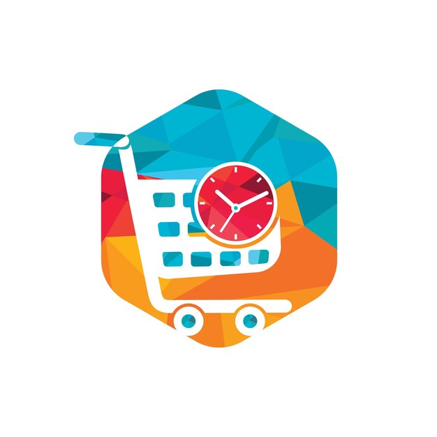 Plantilla de diseño de logotipo vectorial de tiempo de compras