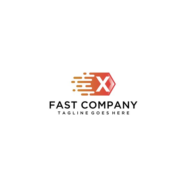Plantilla de diseño de logotipo de velocidad rápida de letra inicial X con forma de polígono