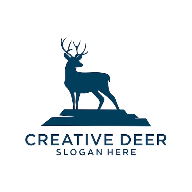 Plantilla de diseño de logotipo de venado ilustración de logotipo de venado silueta de escudo de venado vector de venado