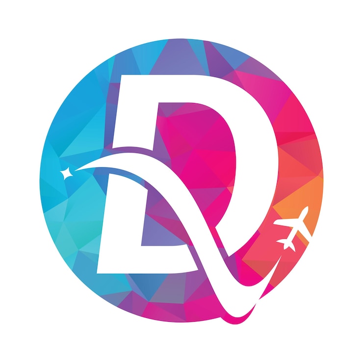 Vector plantilla de diseño de logotipo de viaje aéreo con letra d vector de icono de diseño de logotipo de letra y avión