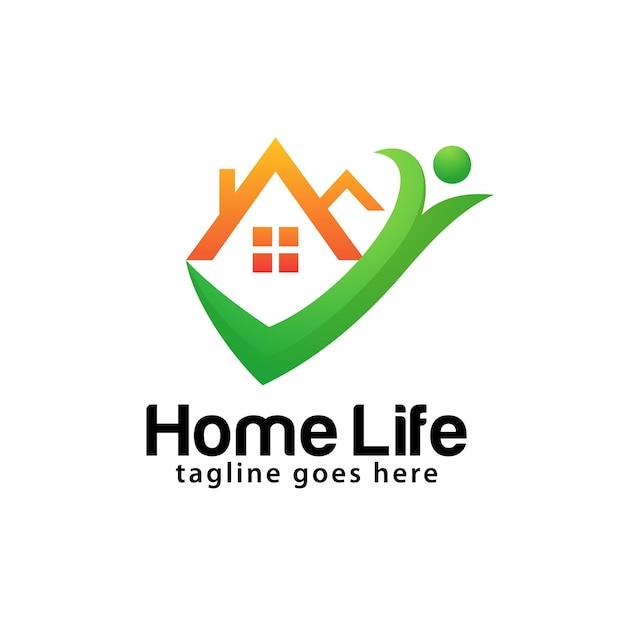 Plantilla de diseño de logotipo de vida en el hogar