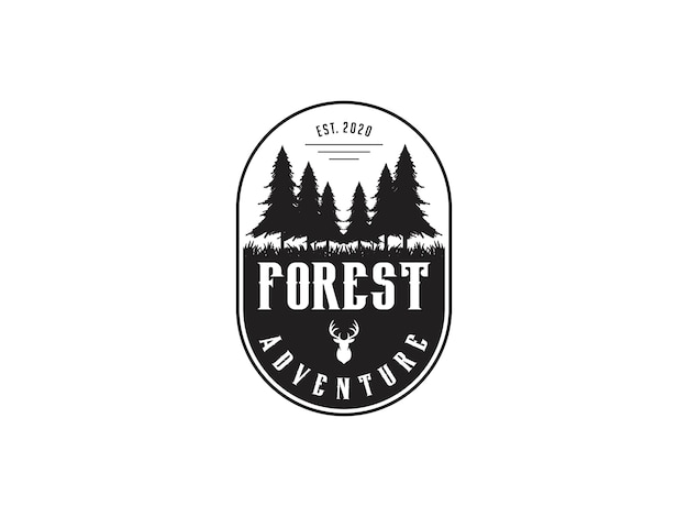 plantilla de diseño de logotipo vintage bosque