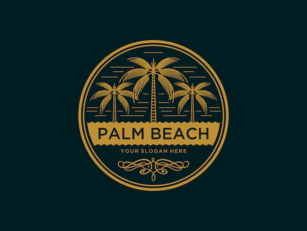 plantilla de diseño de logotipo vintage palm beach abstracto