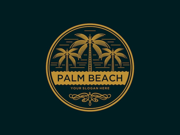 Plantilla de diseño de logotipo vintage palm beach abstracto