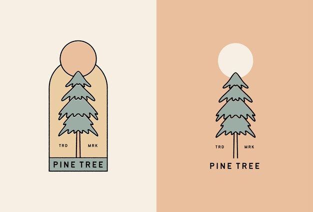 Vector plantilla de diseño de logotipo vintage de pino