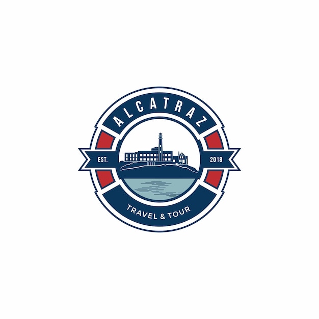 Plantilla de diseño de logotipo de visita a la prisión de alcatraz