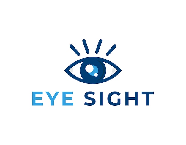 Plantilla de diseño de logotipo de vista de ojo azul simple