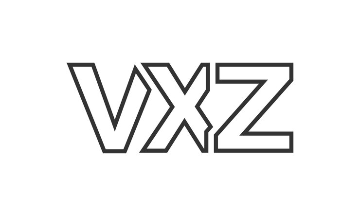 Vector plantilla de diseño de logotipo de vxz con texto en negrita fuerte y moderno logotipo vectorial basado inicial con tipografía simple y mínima identidad de empresa de moda
