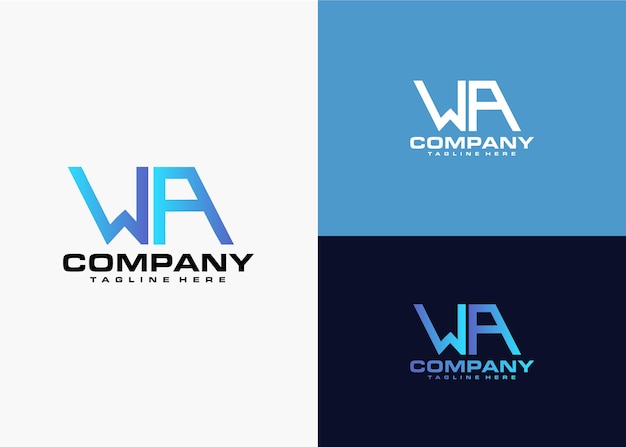 Plantilla de diseño de logotipo wa de letra inicial de monograma moderno