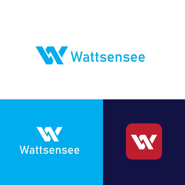 plantilla de diseño del logotipo de Wattsense relacionada con el icono W