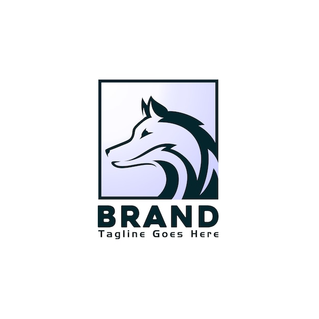 Plantilla de diseño de logotipo Wolf Square en marco