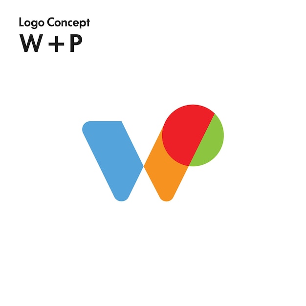 Vector plantilla de diseño de logotipo wp letra inicial logotipo de wp para una plantilla de diseño