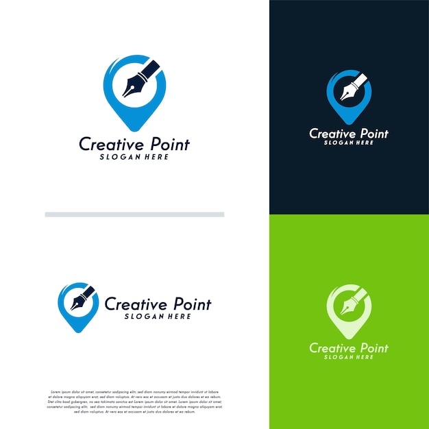 Plantilla de diseño de logotipos de Creative Point, plantillas de logotipos de Creative Place y logotipos de Art pin