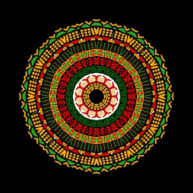 Plantilla de diseño de mandala colorido de patrones africanos sin costuras