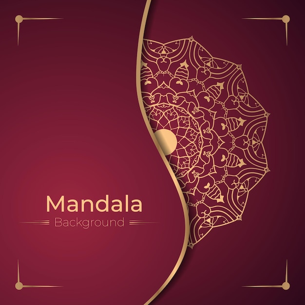 Plantilla de diseño de mandala floral dorado