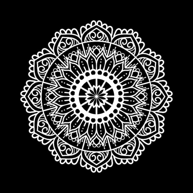 Plantilla de diseño de mandala con fondo negro