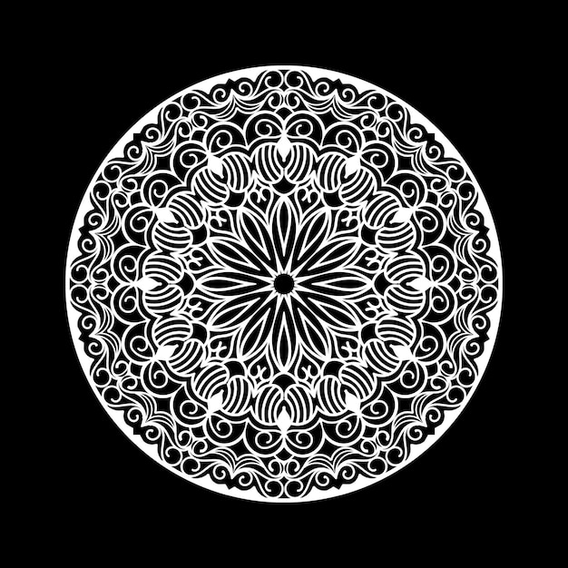 Plantilla de diseño de mandala con fondo negro