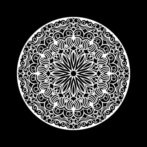 Plantilla de diseño de mandala con fondo negro