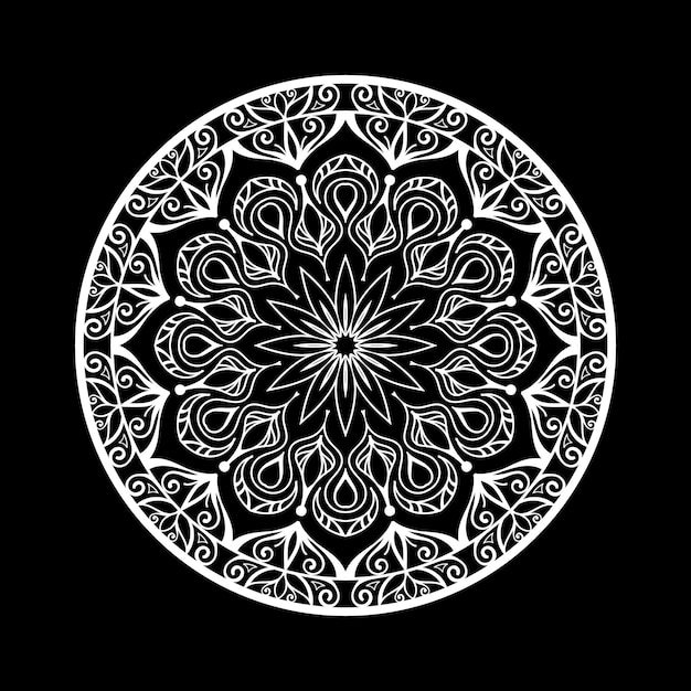 Plantilla de diseño de mandala con fondo negro