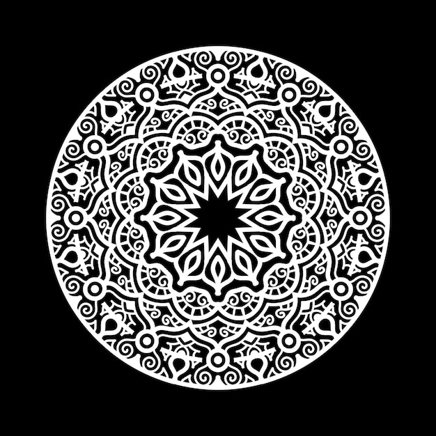 Plantilla de diseño de mandala con fondo negro