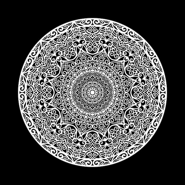 Plantilla de diseño de mandala con fondo negro