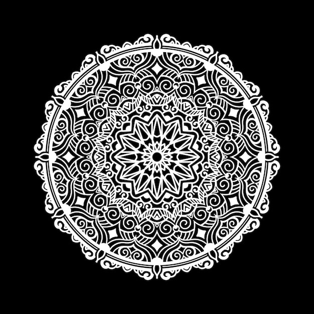 Plantilla de diseño de mandala con fondo negro