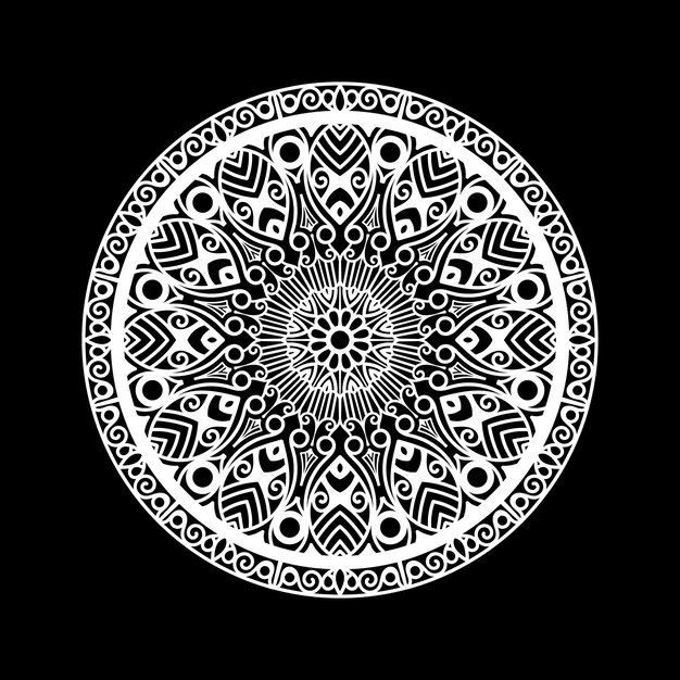 Plantilla de diseño de mandala con fondo negro