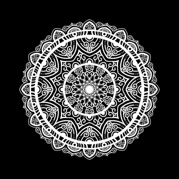 Plantilla de diseño de mandala con fondo negro