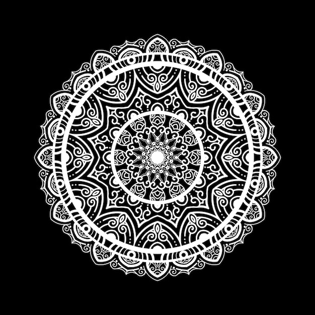 Plantilla de diseño de mandala con fondo negro