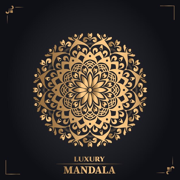 Plantilla de diseño de mandala de lujo de color dorado