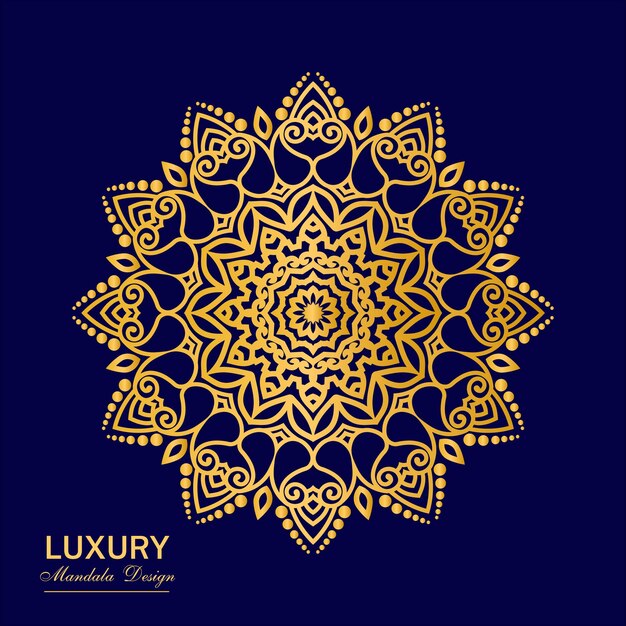 Plantilla de diseño de mandala de lujo, mandala de color dorado ornamental vectorial.