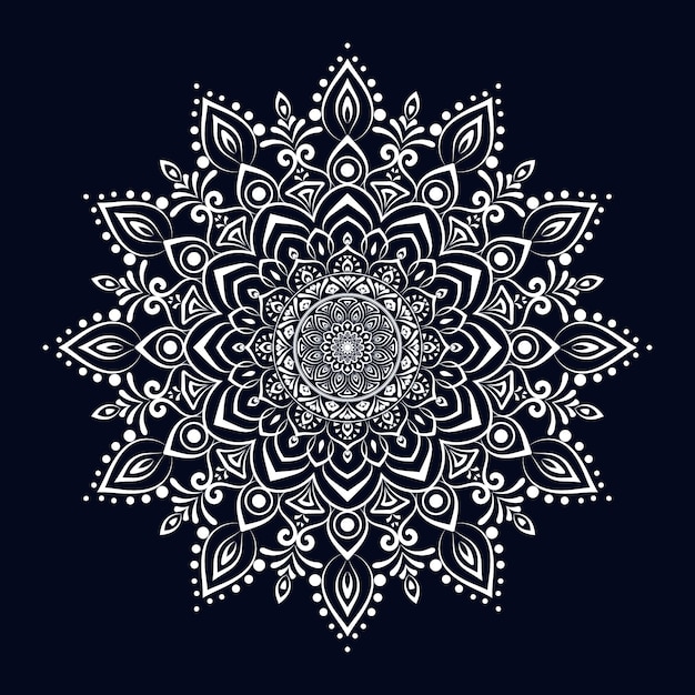 Plantilla de diseño de mandala plano blanco
