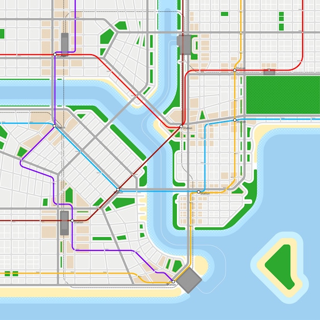 Vector plantilla de diseño de mapa de metro o metro