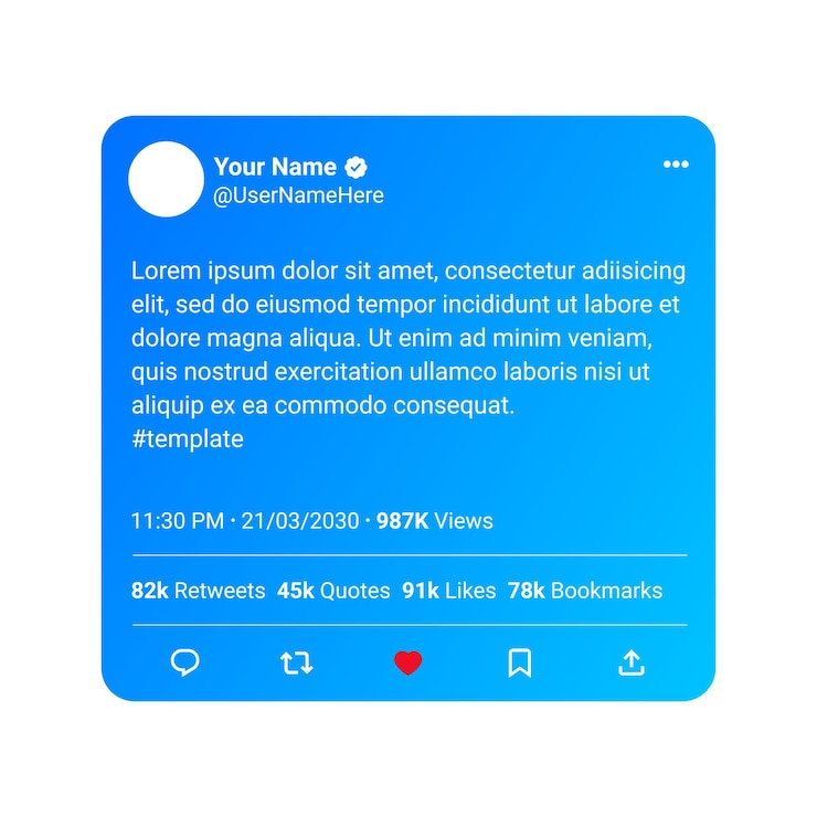 Vector plantilla de diseño de maqueta de tweet realista de redes sociales de twitter con fondo transparente