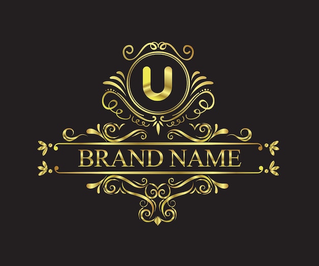 plantilla de diseño de marca de lujo dorada