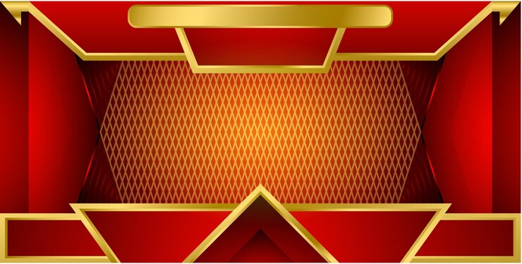Vector plantilla de diseño de marco rojo y dorado para transmisión de juegos, etc.