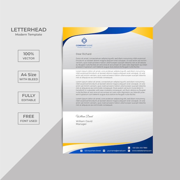 Plantilla de diseño de membrete creativo profesional vector gratuito