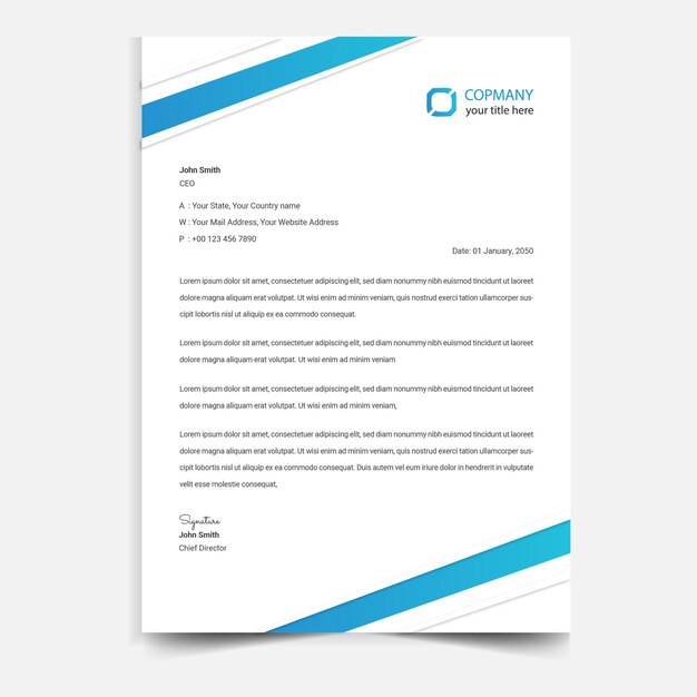 Plantilla de diseño de membrete de estilo empresarial limpio de Corporate Creative amp