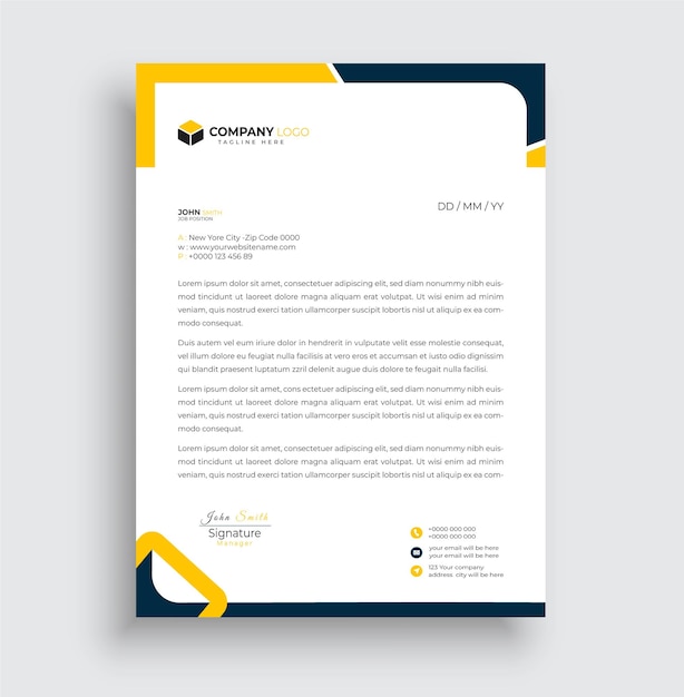 Plantilla de diseño de membrete limpio profesional de vector libre para negocios
