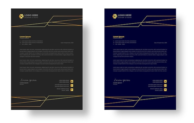 Vector plantilla de diseño de membrete de lujo de negocios corporativos con membrete de color dorado o negro de lujo