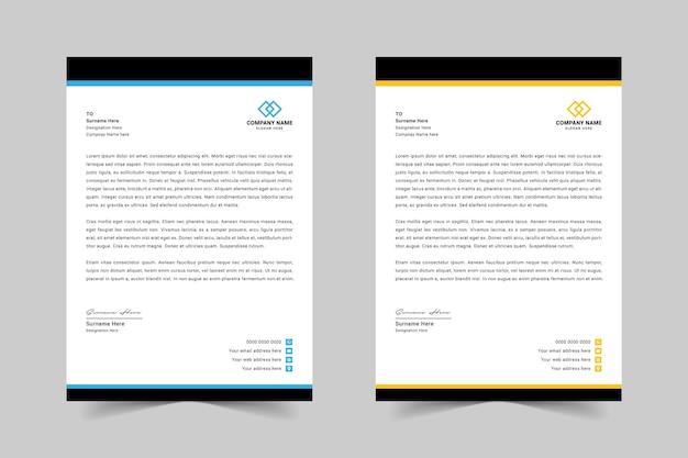 Plantilla de diseño de membrete moderna y profesional para empresas