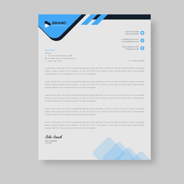 plantilla de diseño de membrete moderno corporativo con color amarillo, azul, verde y rojo. creativo moderno