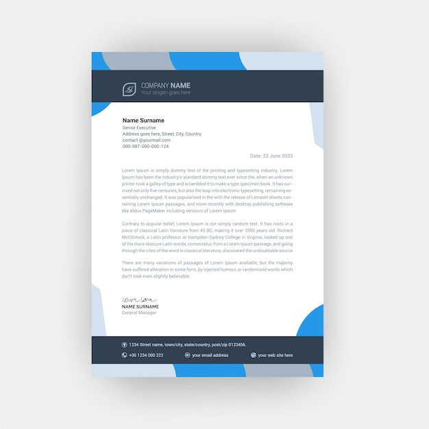 plantilla de diseño de membrete moderno y creativo Bloc de notas de negocios corporativos mínimo simple