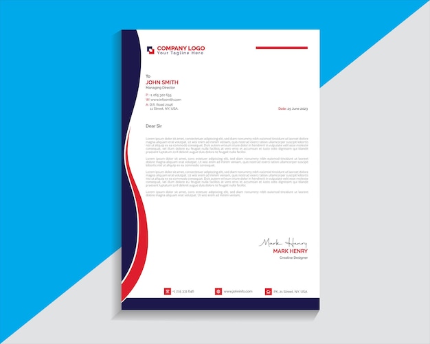 Plantilla de diseño de membrete de negocio moderno y limpio creativo