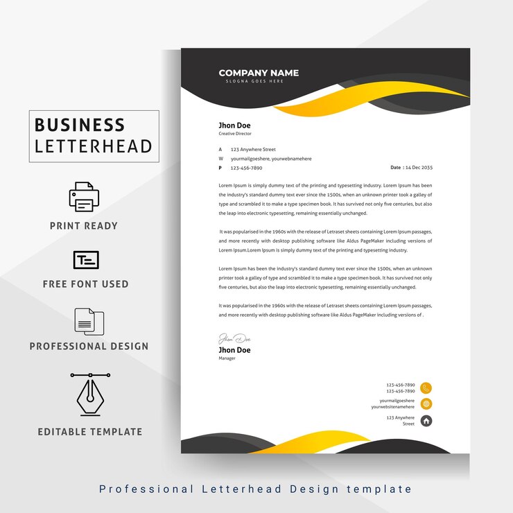Plantilla de diseño de membrete de negocios corporativos