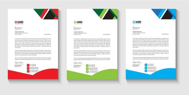 Plantilla de diseño de membrete de negocios verde y negro